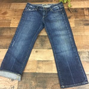 Paige Dark Wash Laurel Canyon Crop Jeans - image 1